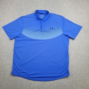 Under Armour The Iso Chill Polo Shirt Mens L‎ Blue Geometric Short Sleeve Golf